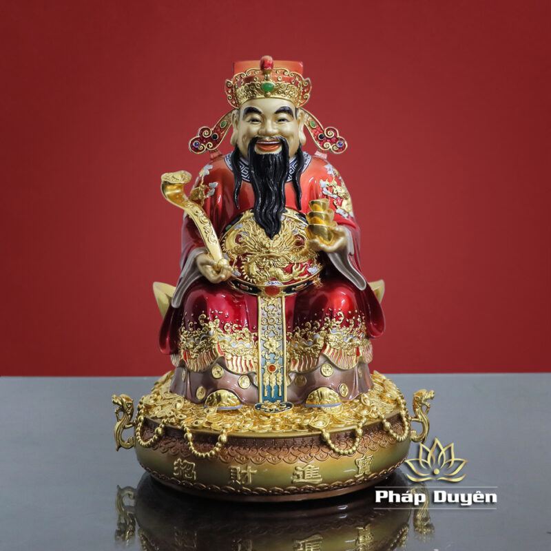 Tượng Thần Tài Như Ý "Chiêu Tài Tiến Bảo", Bằng Đồng Sơn Đỏ, Cao 30cm - Ảnh 2