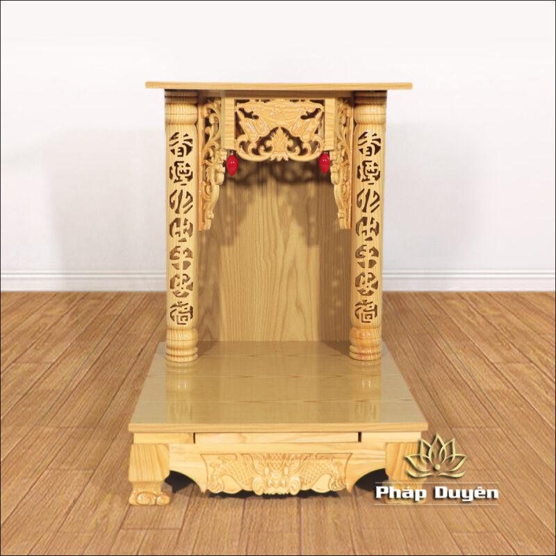Bàn Thờ Ông Thần Tài Thổ Địa Mái Bằng Chân Quỳ, Gỗ Pơ Mu Trắng, Nhiều Kích Thước - Ảnh 2