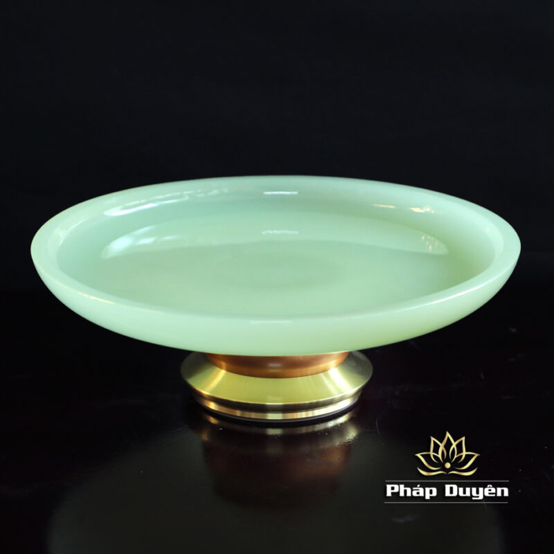 Đĩa Thờ Bằng Đá Lưu Ly, Màu Xanh Ngọc, Đường Kính 22cm, 25cm - Ảnh 2