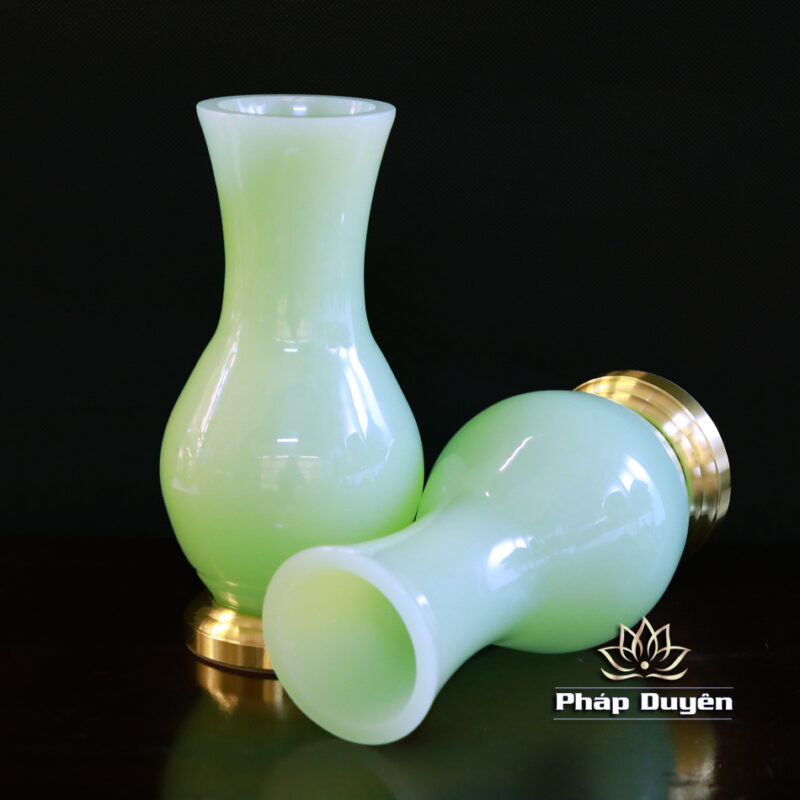 Lọ Hoa Bằng Đá Lưu Ly, Màu Xanh Ngọc, Cao 20cm, 25cm - Ảnh 2