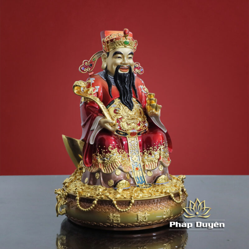 Tượng Thần Tài Như Ý "Chiêu Tài Tiến Bảo", Bằng Đồng Sơn Đỏ, Cao 30cm - Ảnh 9