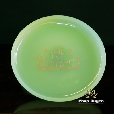 Alternative view of Đĩa Thờ Chữ Phật, Bằng Đá Lưu Ly, Màu Xanh Ngọc, Đường Kính 22cm
