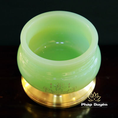 Alternative view of Bát Hương Chữ Phật Bằng Đá Lưu Ly, Màu Xanh Ngọc, Nhiều Kích Thước