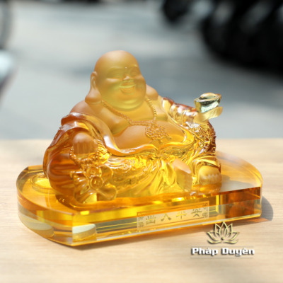 Alternative view of Tượng Để Xe Hình Di Lặc Bồ Tát, Bằng Lưu Ly, Kích Cỡ 10*15.5cm