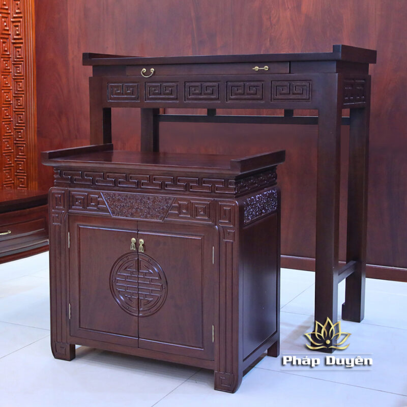 Bộ Ban Thờ Gia Tiên / Bàn Thờ Phật, Bằng Gỗ Gụ, Nhiều Kích Thước - Ảnh 3