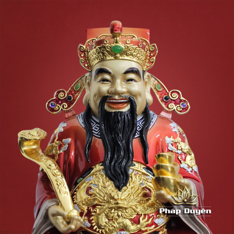 Tượng Thần Tài Như Ý "Chiêu Tài Tiến Bảo", Bằng Đồng Sơn Đỏ, Cao 30cm - Ảnh 3
