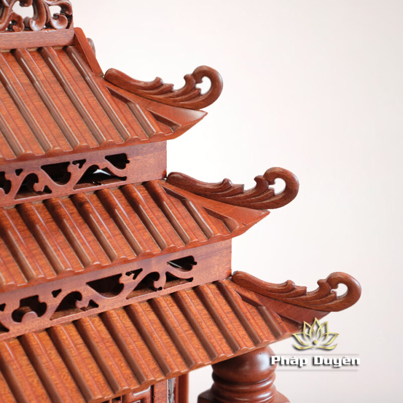 Bàn Thờ Ông Thần Tài Thổ Địa Cổ Tự Mái Ống Trụ Chữ, Gỗ Lát Xoan Nam Phi Màu Cánh Gián, Nhiều Kích Thước - Ảnh 4
