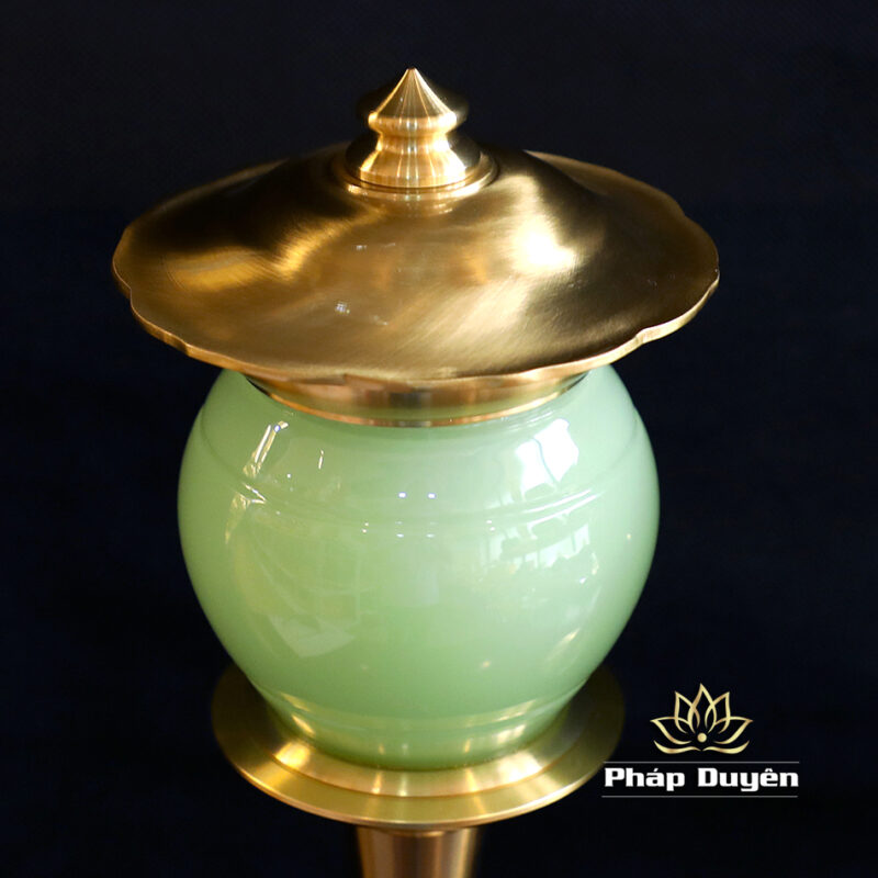 Đôi Đèn Nắp Ô, Bằng Đá Lưu Ly, Màu Xanh Ngọc, Cao 33cm - Ảnh 7