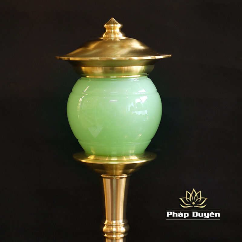 Đôi Đèn Nắp Ô, Bằng Đá Lưu Ly, Màu Xanh Ngọc, Cao 33cm - Ảnh 8