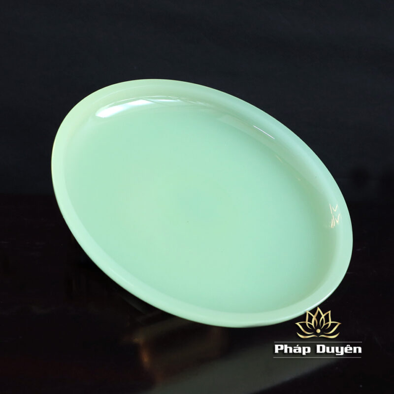 Đĩa Thờ Bằng Đá Lưu Ly, Màu Xanh Ngọc, Đường Kính 22cm, 25cm - Ảnh 5