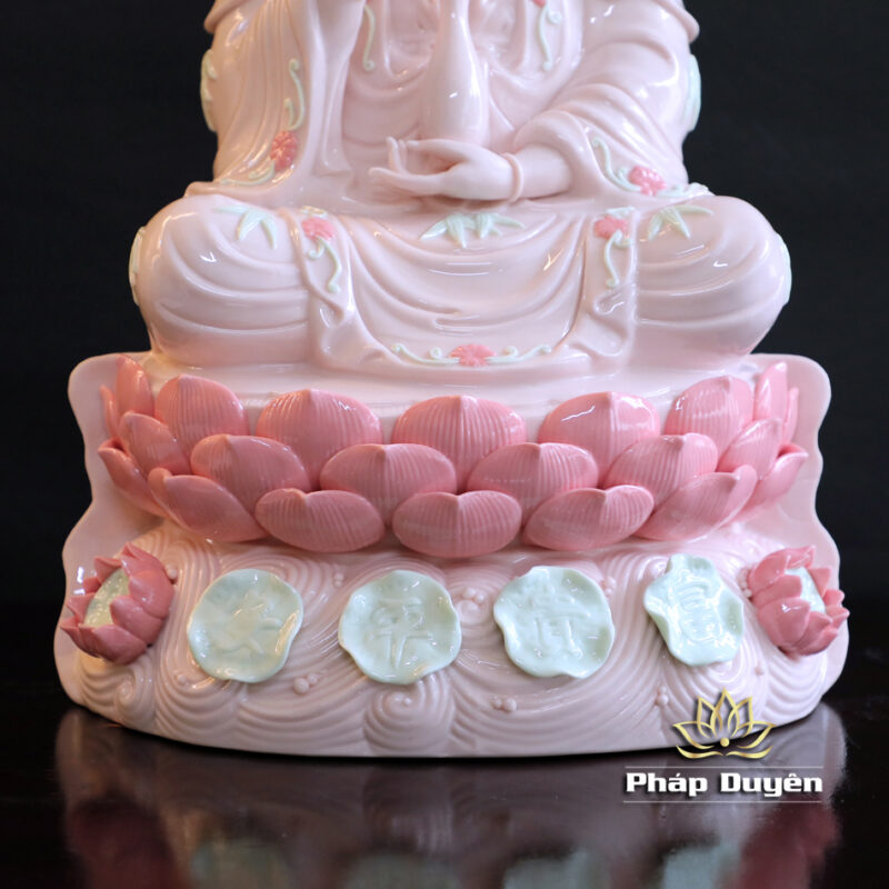 Tượng Quan Âm Bồ Tát Ngồi, Bằng Sứ, Màu Hồng, Nhiều Kích Thước - Ảnh 5