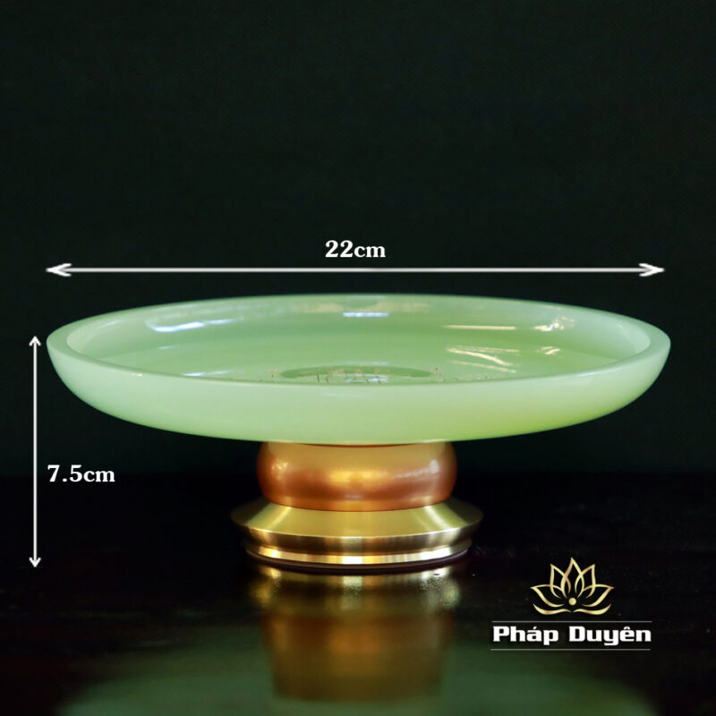 Đĩa Thờ Chữ Phật, Bằng Đá Lưu Ly, Màu Xanh Ngọc, Đường Kính 22cm - Ảnh 5