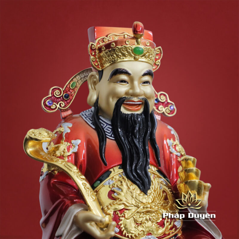 Tượng Thần Tài Như Ý "Chiêu Tài Tiến Bảo", Bằng Đồng Sơn Đỏ, Cao 30cm - Ảnh 4