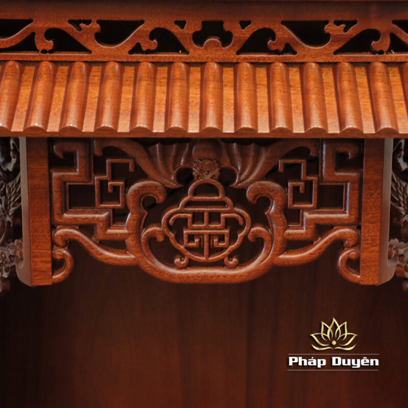 Bàn Thờ Ông Thần Tài Thổ Địa Cổ Tự Mái Ống Trụ Chữ, Gỗ Lát Xoan Nam Phi Màu Cánh Gián, Nhiều Kích Thước - Ảnh 6