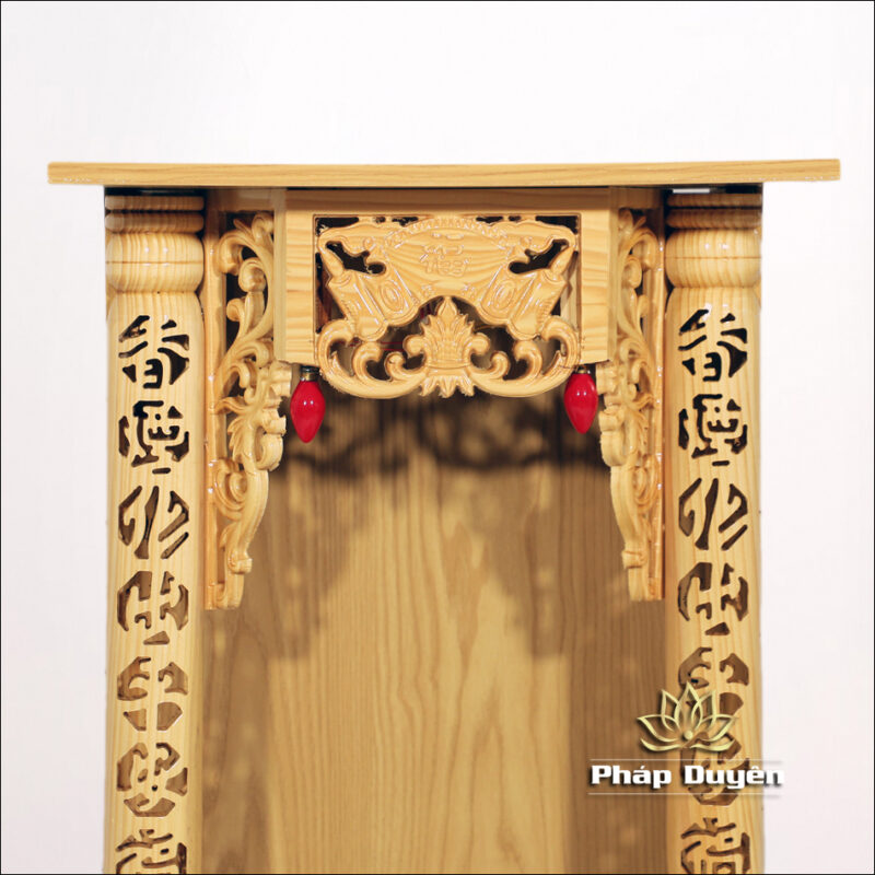 Bàn Thờ Ông Thần Tài Thổ Địa Mái Bằng Chân Quỳ, Gỗ Pơ Mu Trắng, Nhiều Kích Thước - Ảnh 5