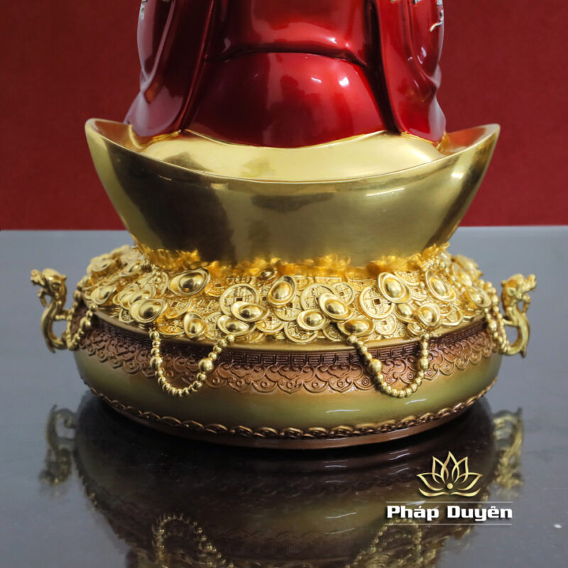 Tượng Thần Tài Như Ý "Chiêu Tài Tiến Bảo", Bằng Đồng Sơn Đỏ, Cao 30cm - Ảnh 5