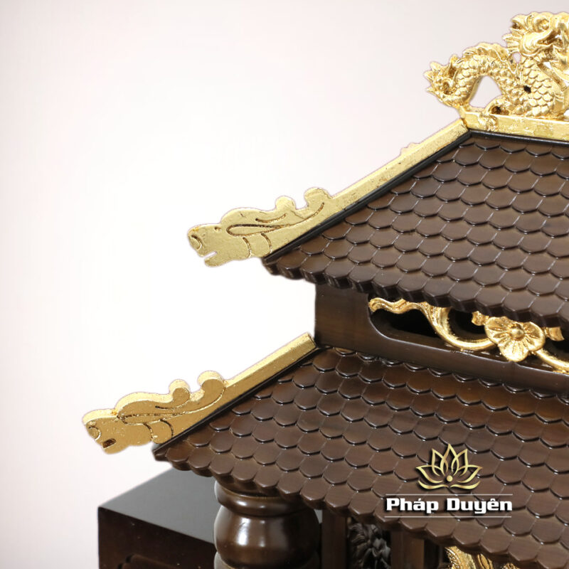 Combo Bộ Bàn Thờ Ông Thần Tài Thổ Địa Cổ Tự, Gỗ Xoan Dát Vàng, Bao Gồm Khám+Tam Cấp+Kệ, Nhiều Kích Thước - Ảnh 6