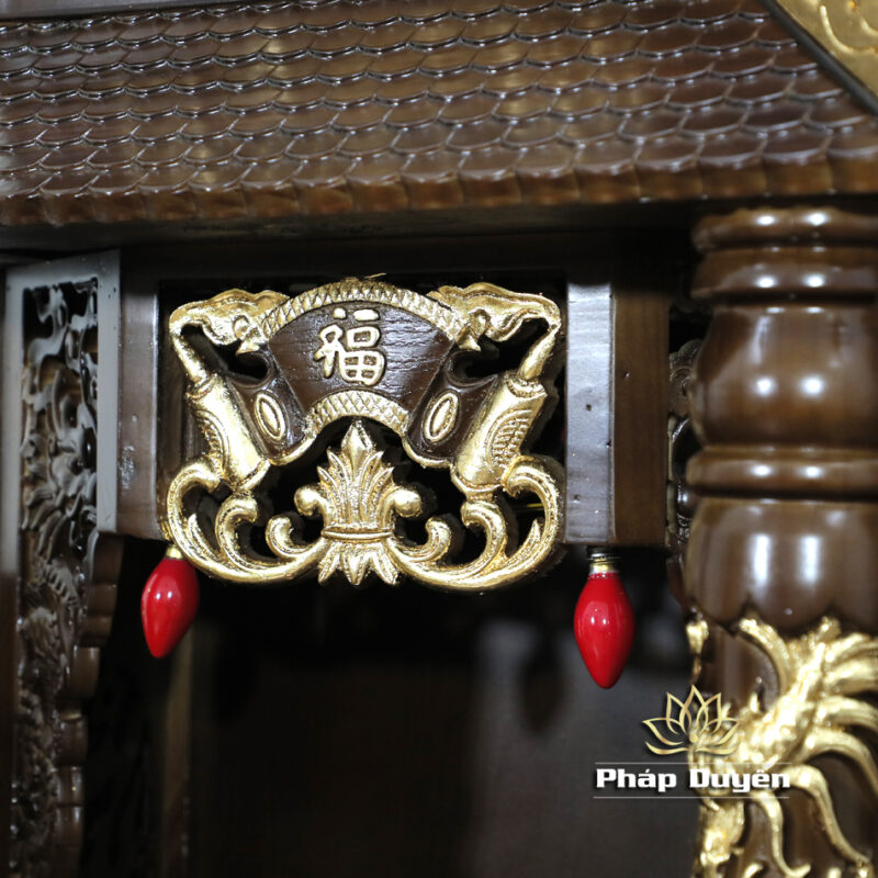 Combo Bộ Bàn Thờ Ông Thần Tài Thổ Địa Cổ Tự, Gỗ Xoan Dát Vàng, Bao Gồm Khám+Tam Cấp+Kệ, Nhiều Kích Thước - Ảnh 7