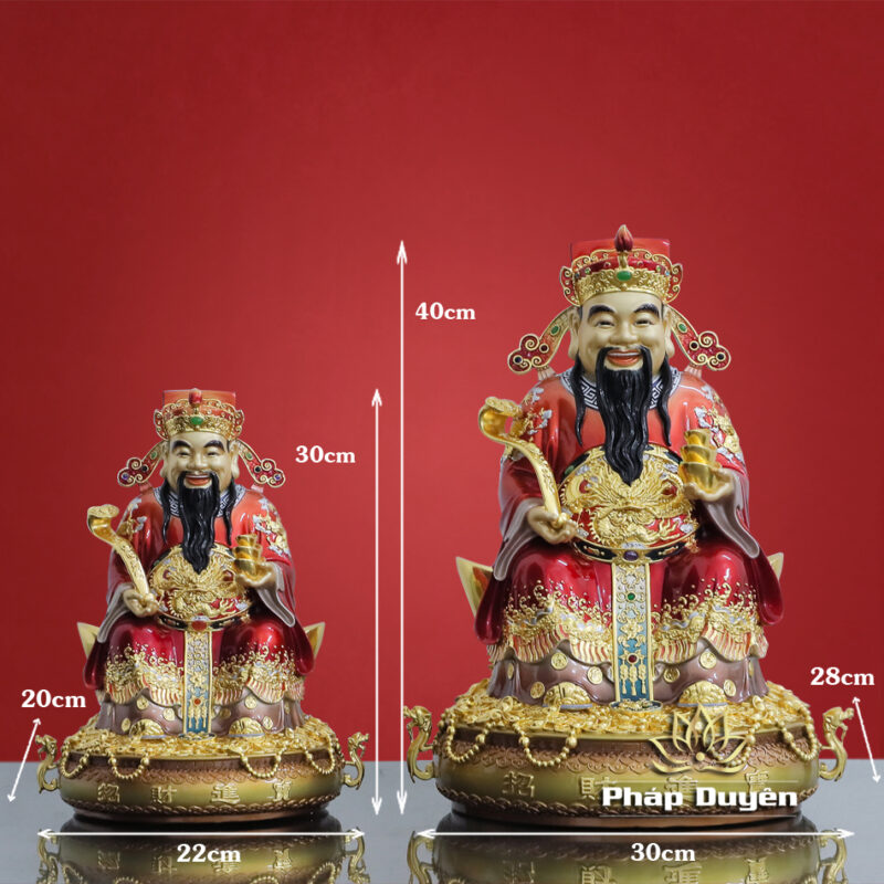 Tượng Thần Tài Như Ý "Chiêu Tài Tiến Bảo", Bằng Đồng Sơn Đỏ, Cao 30cm - Ảnh 10