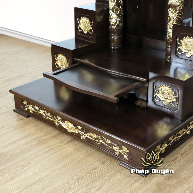 Combo Bộ Bàn Thờ Ông Thần Tài Thổ Địa Cổ Tự, Gỗ Xoan Dát Vàng, Bao Gồm Khám+Tam Cấp+Kệ, Nhiều Kích Thước - Ảnh 10