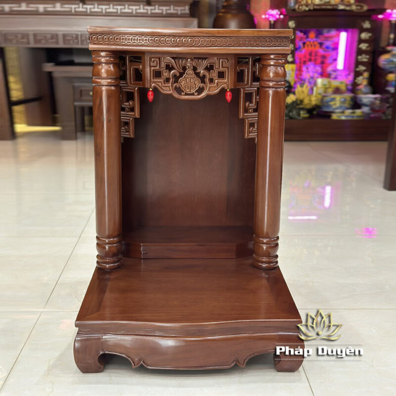 Bàn Thờ Ông Thần Tài Thổ Địa Mái Bằng Trụ Trơn, Gỗ Gõ Màu Cánh Gián, Nhiều Kích Thước - Ảnh 10