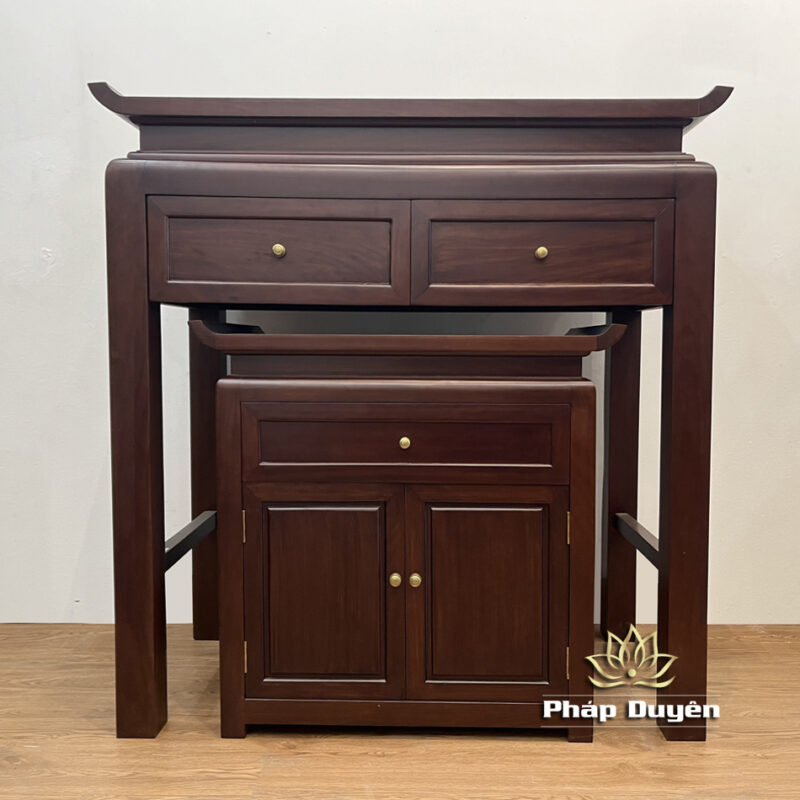 Bộ Bàn Thờ Gia Tiên / Bàn Thờ Phật Bằng Gỗ Gõ, Kích Thước 127*61*127cm - Ảnh 2