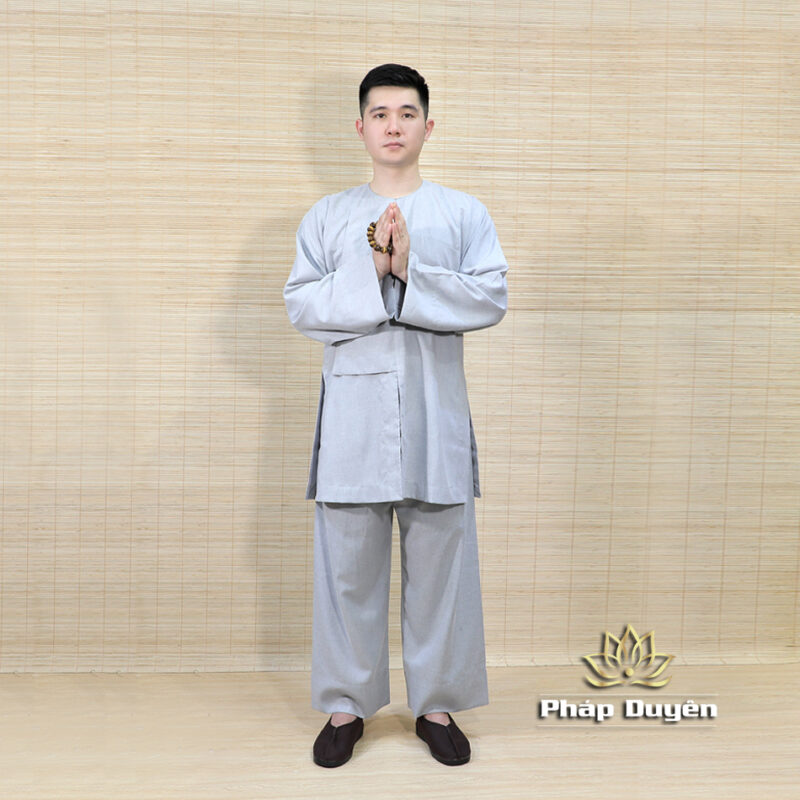 Bộ Vạt Hò Dành Cho Phật Tử Nam Nữ Đi Lễ Chùa, Vải Linen Màu Xám, Nhiều Size - Ảnh 7