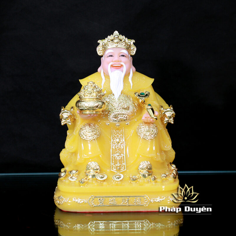 Bộ Tượng Thần Tài Thổ Địa (Tài - Địa), Bằng Bột Đá Thạch Anh Viền Vàng, Cao 25cm - Ảnh 3