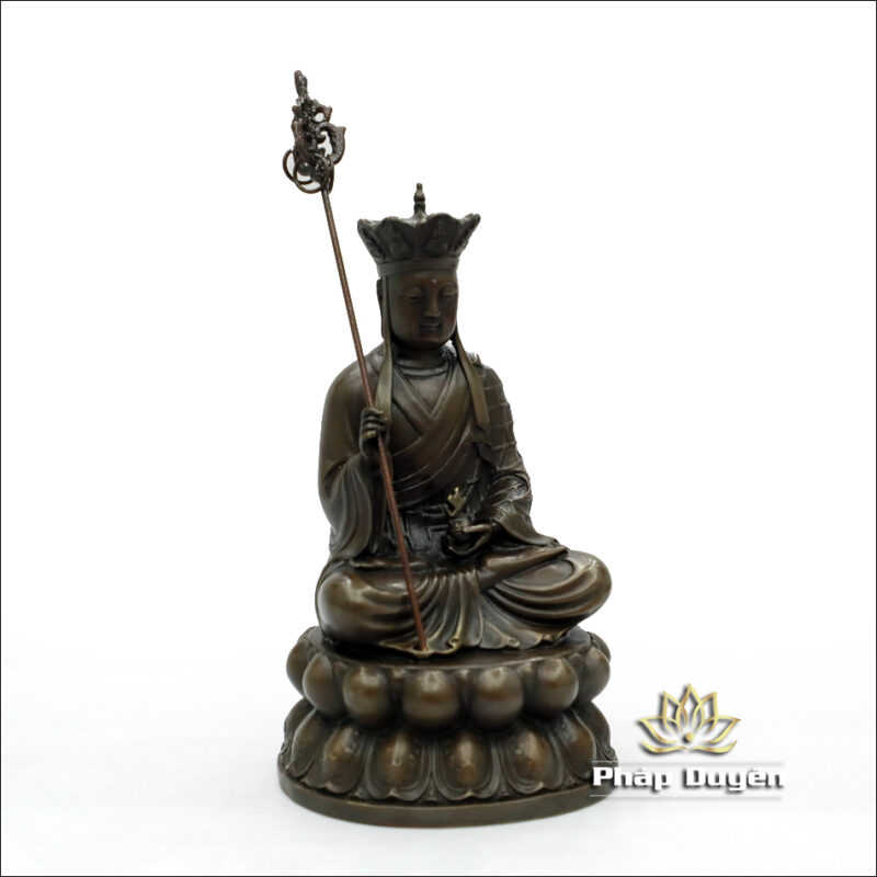 Tượng Địa Tạng Vương Bồ Tát Ngồi, Bằng Đồng Màu Cổ, Cao 22cm - Ảnh 3