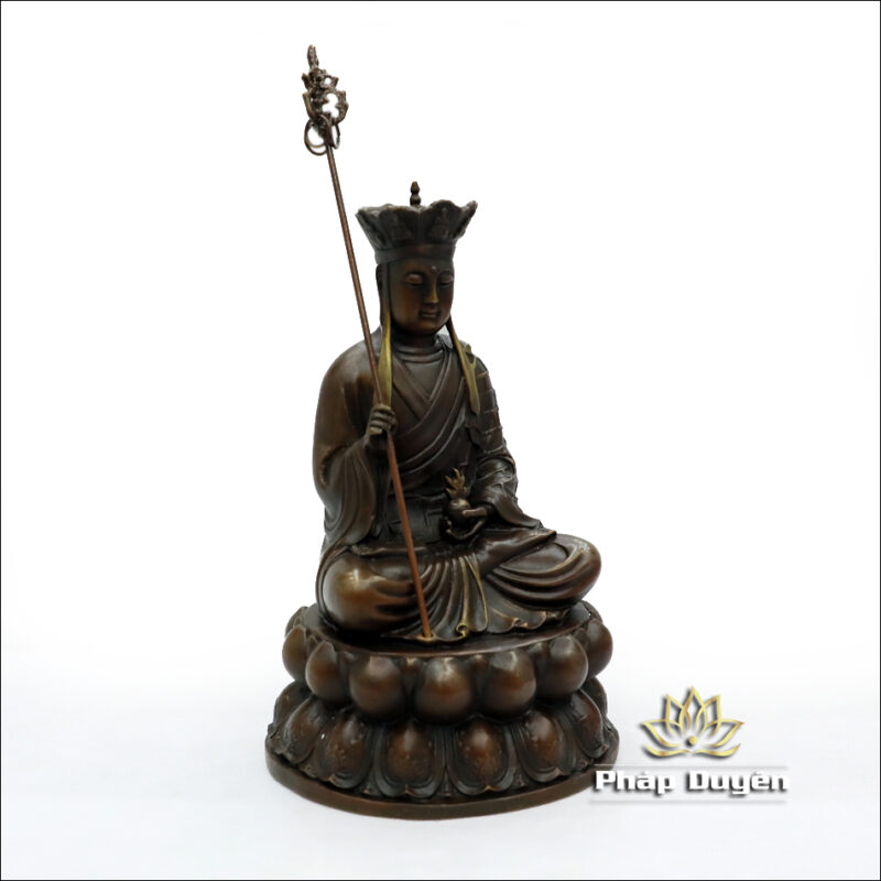 Tượng Địa Tạng Vương Bồ Tát Ngồi, Bằng Đồng Màu Cổ, Cao 25cm - Ảnh 3
