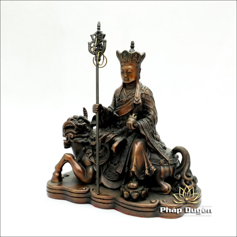 Tượng Địa Tạng Vương Bồ Tát Cưỡi Lân, Bằng Đồng Đỏ, Kích Thước 17x10x17cm - Ảnh 2