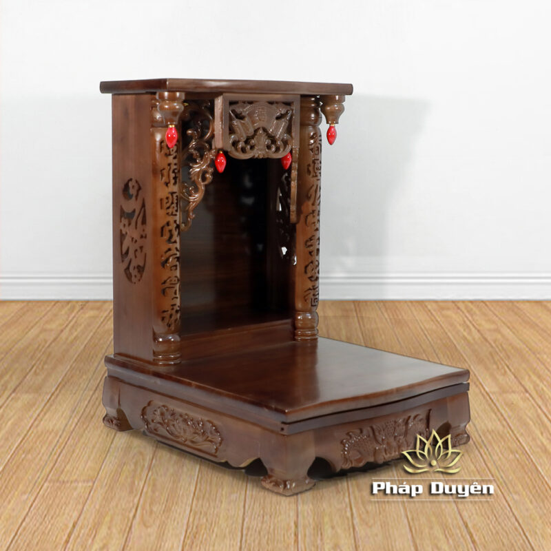 Bàn Thờ Ông Thần Tài Thổ Địa Mái Bằng Chân Quỳ, Gỗ Xoan Màu Óc Chó, Có Ngăn Kéo, Nhiều Kích Thước - Ảnh 8