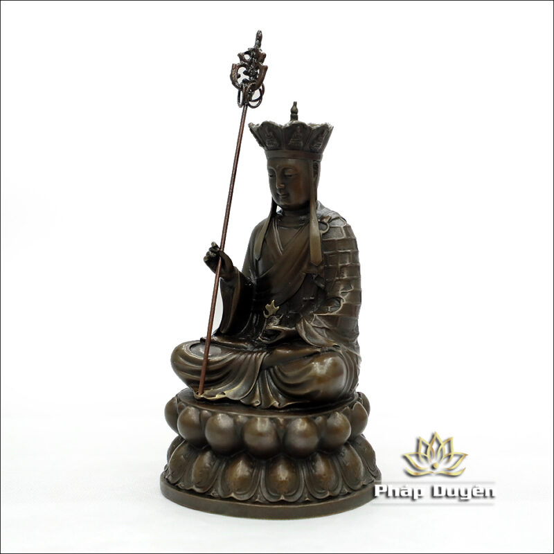 Tượng Địa Tạng Vương Bồ Tát Ngồi, Bằng Đồng Màu Cổ, Cao 22cm - Ảnh 4