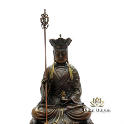 Alternative view of Tượng Địa Tạng Vương Bồ Tát Ngồi, Bằng Đồng Màu Cổ, Cao 25cm