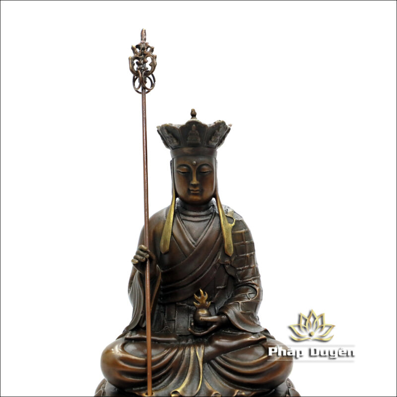 Tượng Địa Tạng Vương Bồ Tát Ngồi, Bằng Đồng Màu Cổ, Cao 25cm - Ảnh 2