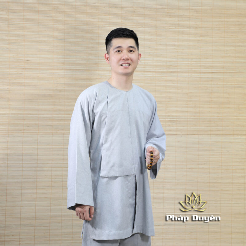 Bộ Vạt Hò Dành Cho Phật Tử Nam Nữ Đi Lễ Chùa, Vải Linen Màu Xám, Nhiều Size - Ảnh 6
