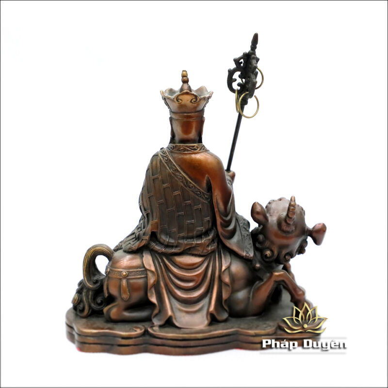 Tượng Địa Tạng Vương Bồ Tát Cưỡi Lân, Bằng Đồng Đỏ, Kích Thước 17x10x17cm - Ảnh 4