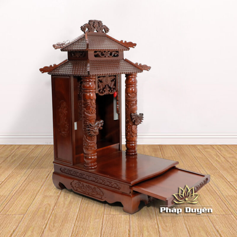 Ban Thờ Thần Tài Thổ Địa Song Long Cổ Tự Gỗ Lát, Nhiều Kích Thước - Ảnh 8