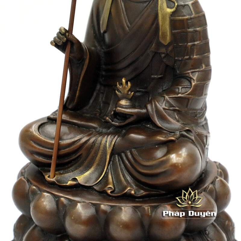Tượng Địa Tạng Vương Bồ Tát Ngồi, Bằng Đồng Màu Cổ, Cao 25cm - Ảnh 6