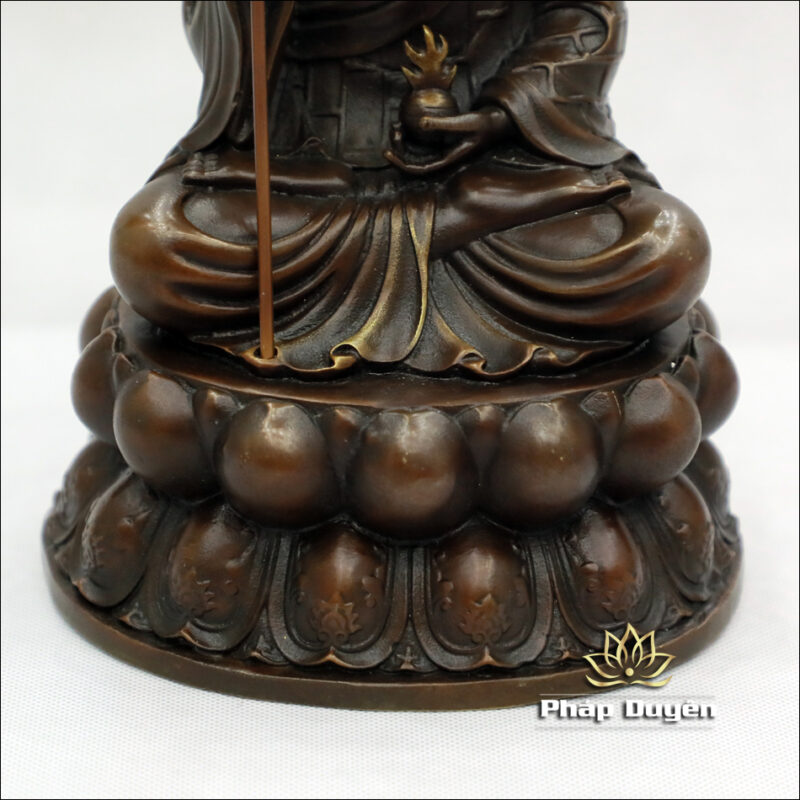 Tượng Địa Tạng Vương Bồ Tát Ngồi, Bằng Đồng Màu Cổ, Cao 25cm - Ảnh 5