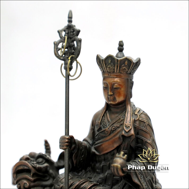 Tượng Địa Tạng Vương Bồ Tát Cưỡi Lân, Bằng Đồng Đỏ, Kích Thước 17x10x17cm - Ảnh 6