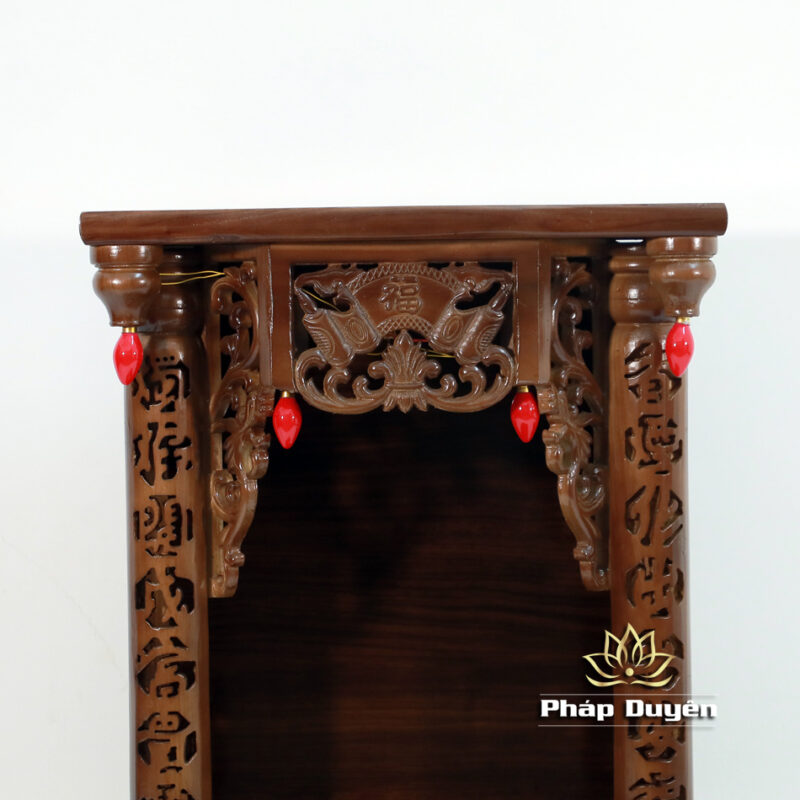 Bàn Thờ Ông Thần Tài Thổ Địa Mái Bằng Chân Quỳ, Gỗ Xoan Màu Óc Chó, Có Ngăn Kéo, Nhiều Kích Thước - Ảnh 3