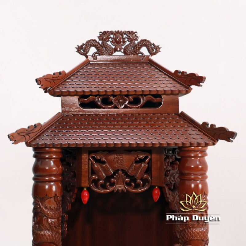 Ban Thờ Thần Tài Thổ Địa Song Long Cổ Tự Gỗ Lát, Nhiều Kích Thước - Ảnh 6