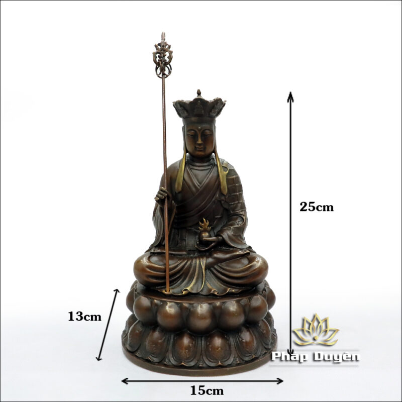 Tượng Địa Tạng Vương Bồ Tát Ngồi, Bằng Đồng Màu Cổ, Cao 25cm - Ảnh 7