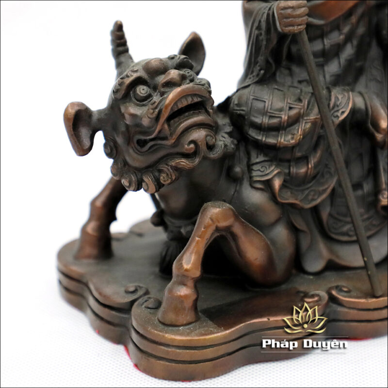 Tượng Địa Tạng Vương Bồ Tát Cưỡi Lân, Bằng Đồng Đỏ, Kích Thước 17x10x17cm - Ảnh 7