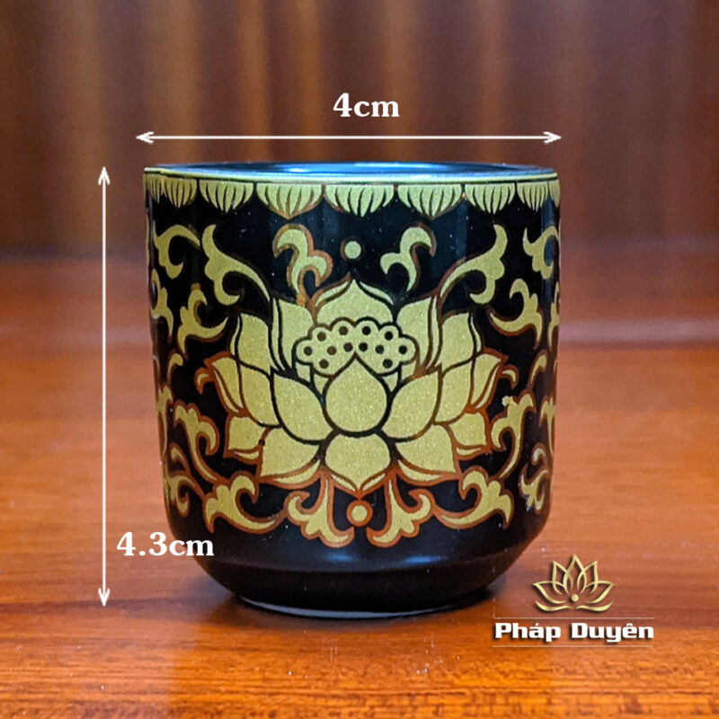 Bộ 3 Chén Nước Bằng Gốm Đen Sen Vàng - Ảnh 4