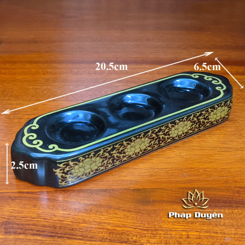Bộ 3 Chén Nước Bằng Gốm Đen Sen Vàng - Ảnh 3