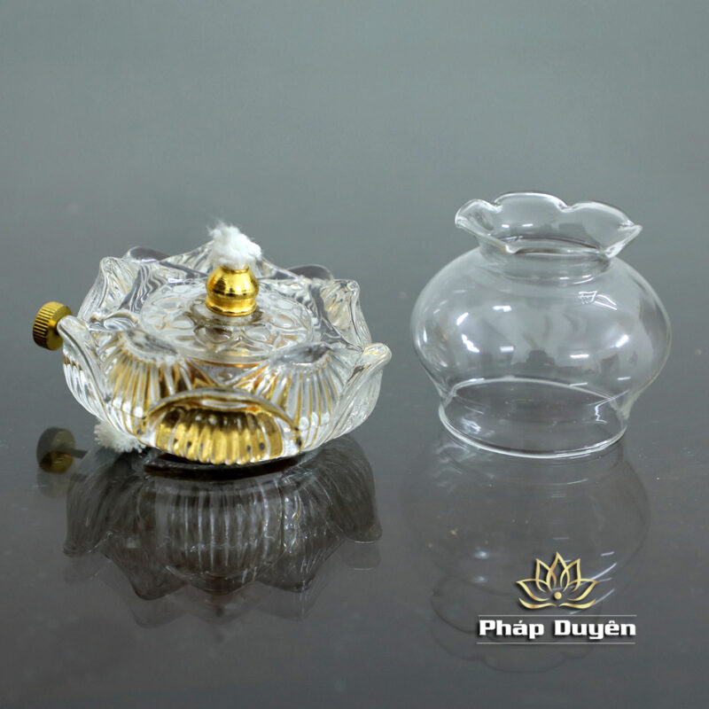 Đèn Dầu Đính Bảo, Bằng Thủy Tinh Vàng, Cao 20 - 24cm - Ảnh 7