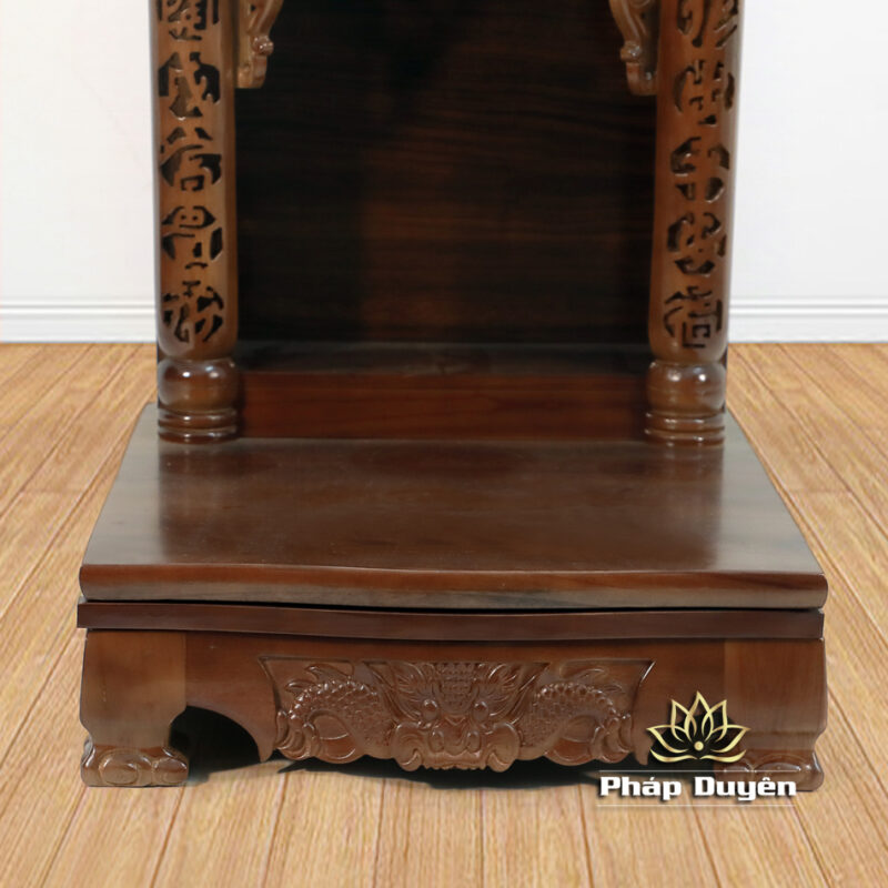 Bàn Thờ Ông Thần Tài Thổ Địa Mái Bằng Chân Quỳ, Gỗ Xoan Màu Óc Chó, Có Ngăn Kéo, Nhiều Kích Thước - Ảnh 5