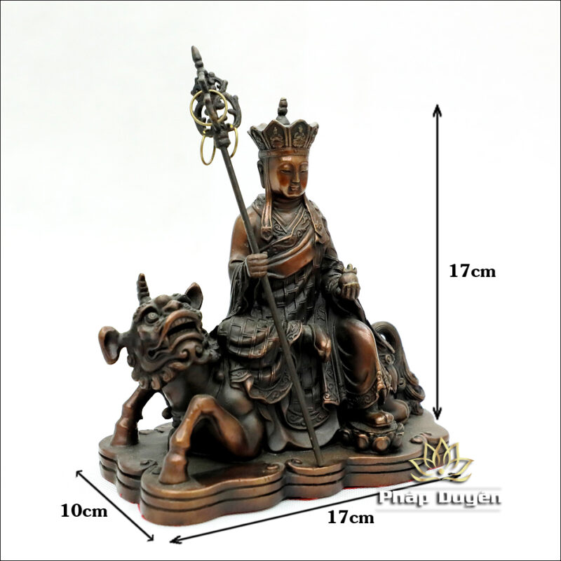 Tượng Địa Tạng Vương Bồ Tát Cưỡi Lân, Bằng Đồng Đỏ, Kích Thước 17x10x17cm - Ảnh 9